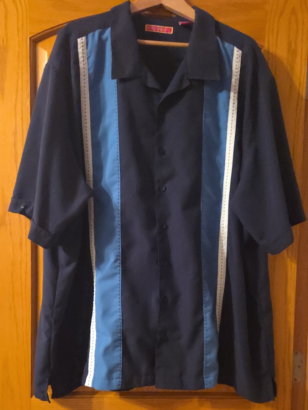 4XLT Havanera Navy & Light Blue Short Sleeve Button-Down Shirt